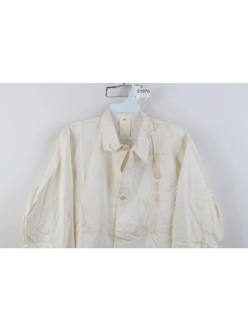 Deadstock  1950s Unissued German Military Mens 36 Hospital Grandpa Shirt White